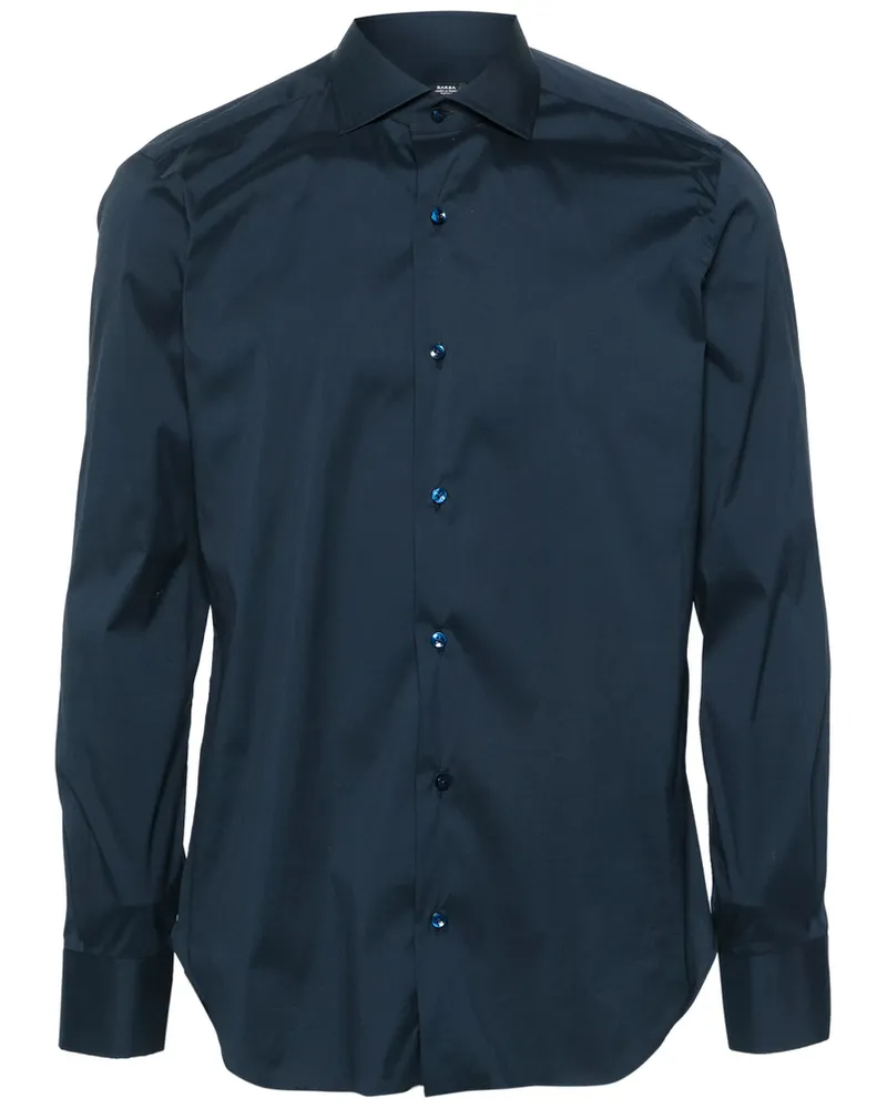 BARBA Spread-collar Shirt Blue