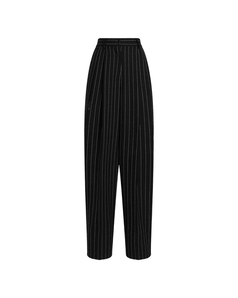 Dolce & Gabbana Pinstripe Virgin Wool Trousers Black