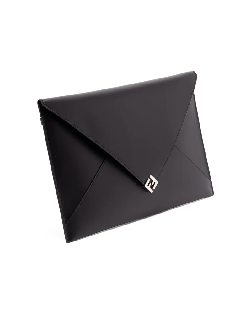 Fendi Large FF Press-stud Clutch Bag Black