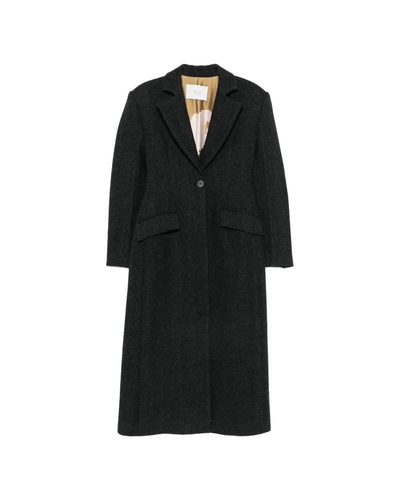 TELA Herringbone Single-breasted Coat Grey