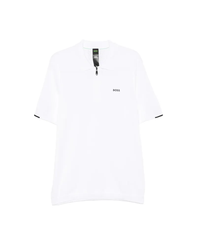 HUGO BOSS Ever-X Zip-fastening Logo-print Polo Shirt White