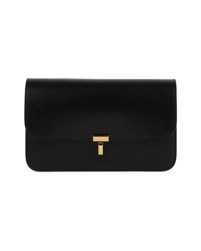 Totême T-Lock Leather Shoulder Bag Black