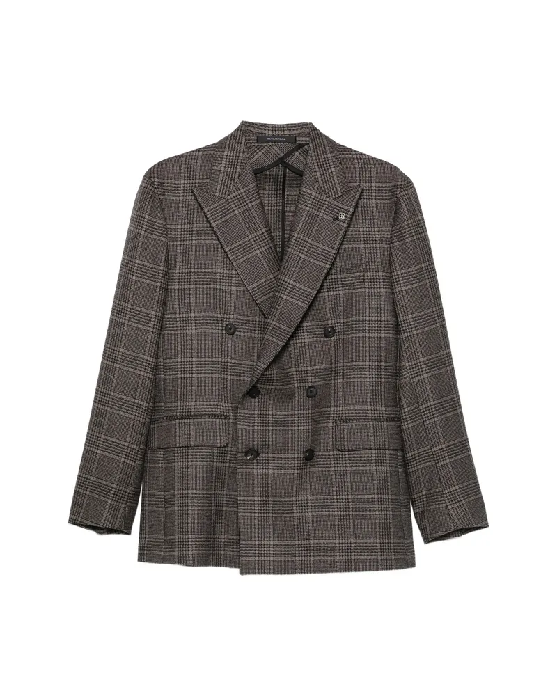 Tagliatore Double-breasted Check Blazer Brown