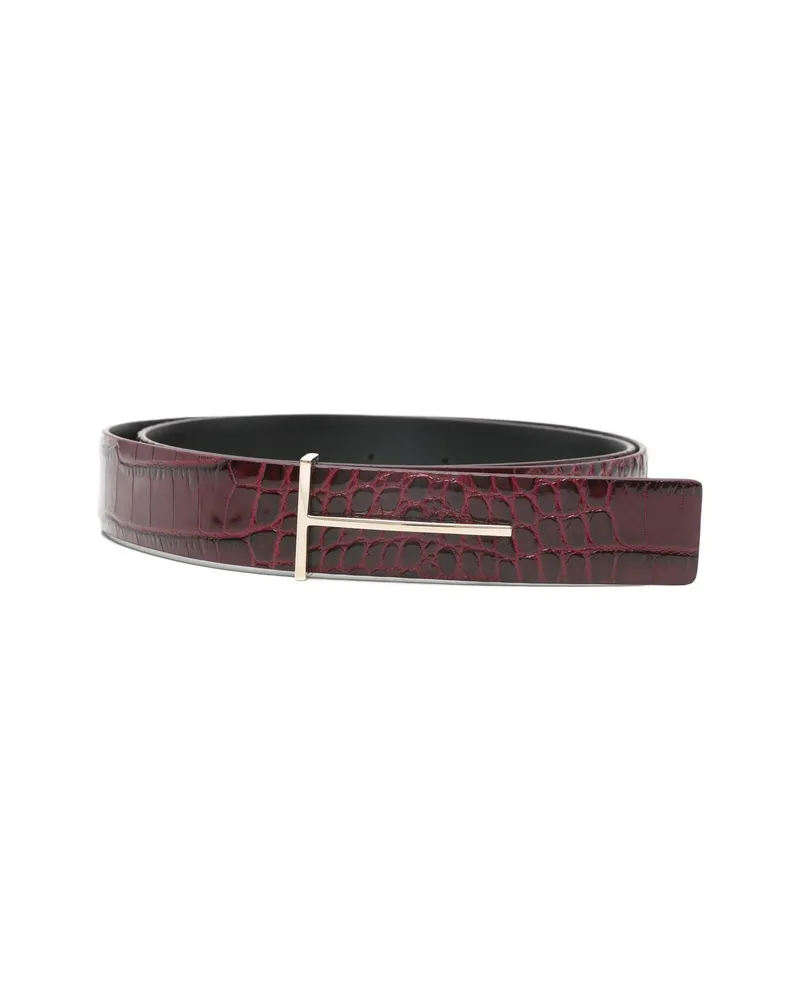 Tom Ford Embossed-leather Belt Red