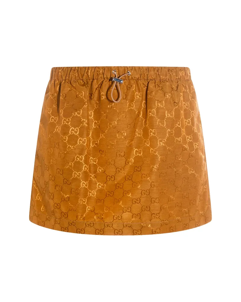 Gucci Drawstring Monogram Mini Skirt Brown