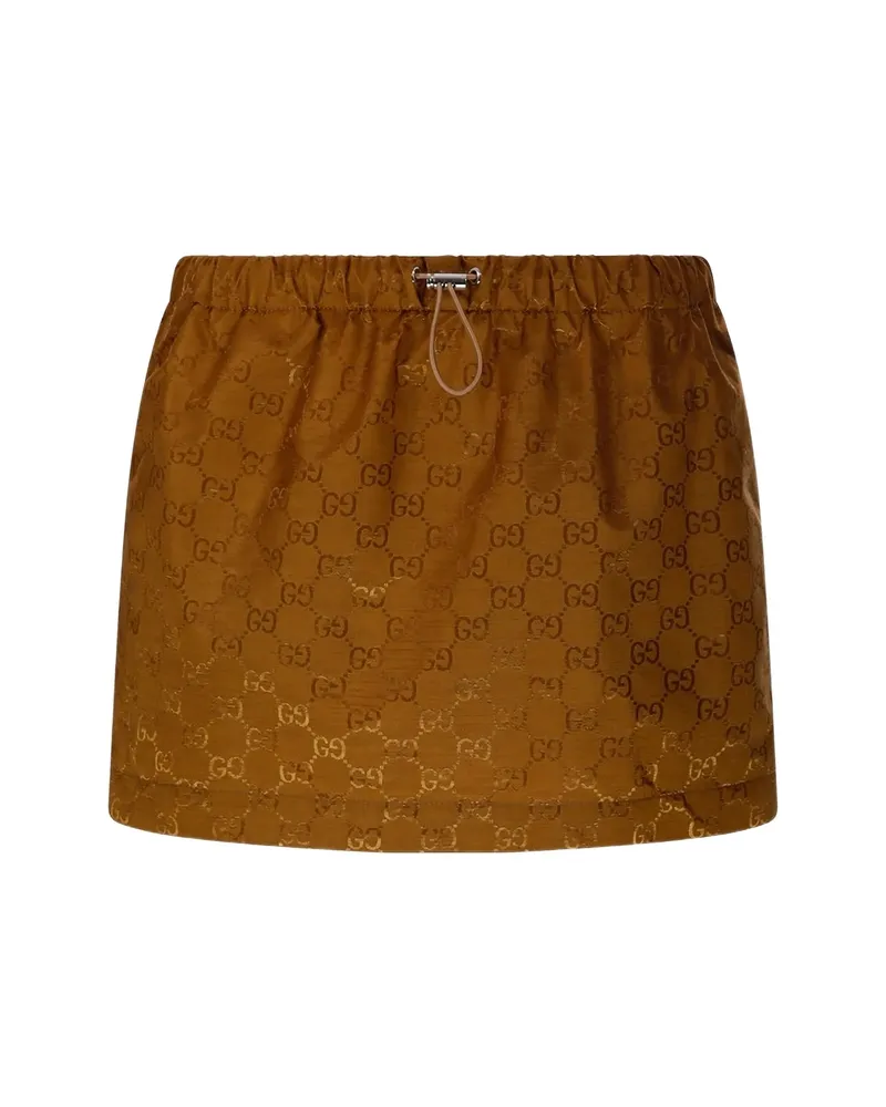 Gucci Monogram Elasticated Mini Skirt Brown