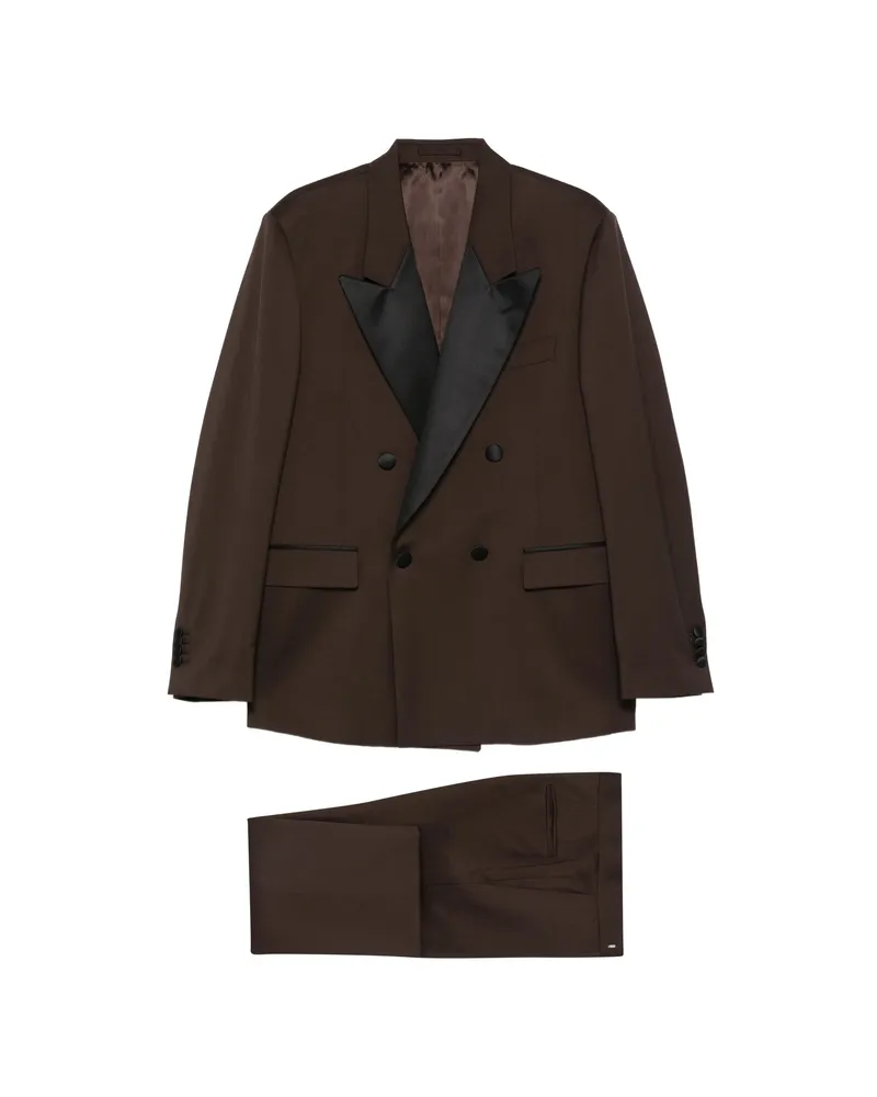 LARDINI Double-breasted Peaked-lapel Suit Brown