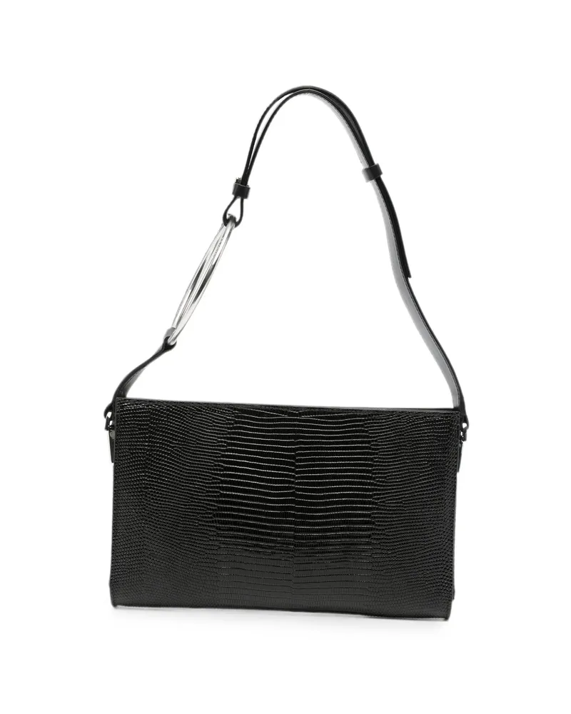 Dondup Ring-handle Lizard-effect Tote Bag Black