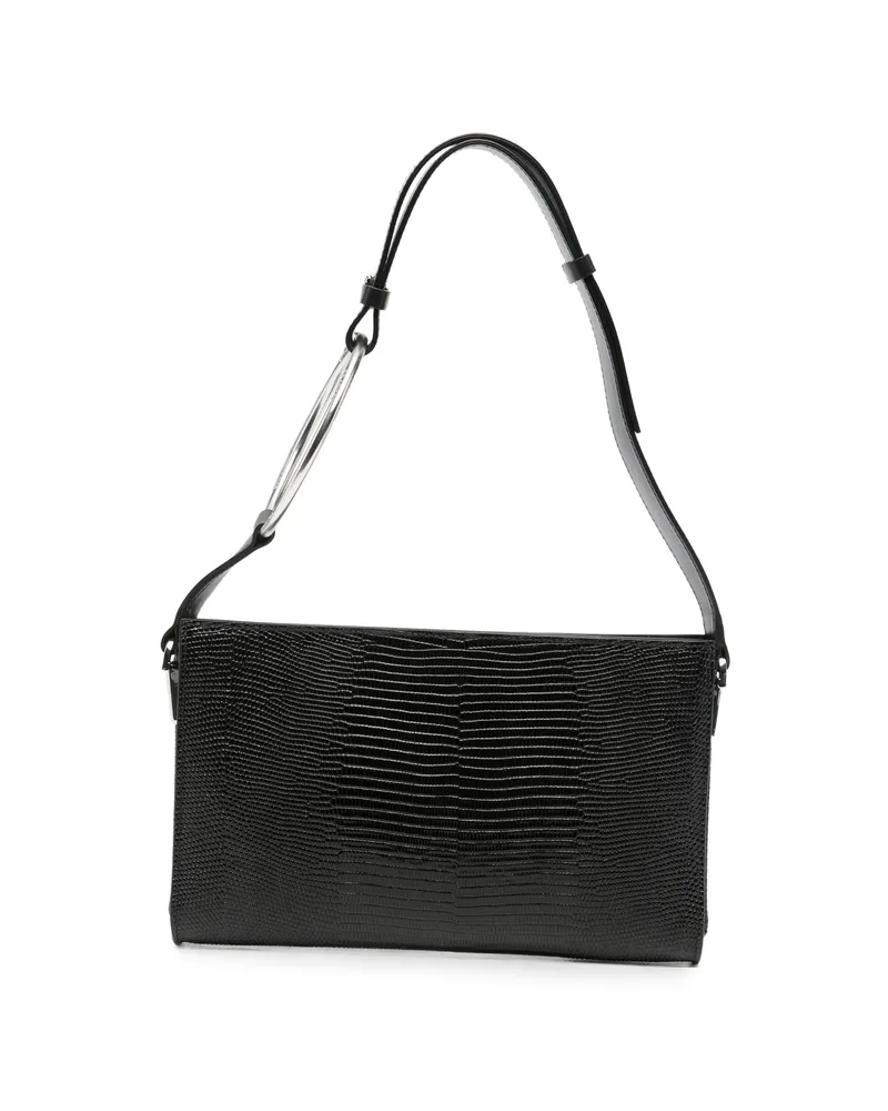 Dondup Ring-handle Lizard-effect Tote Bag Black