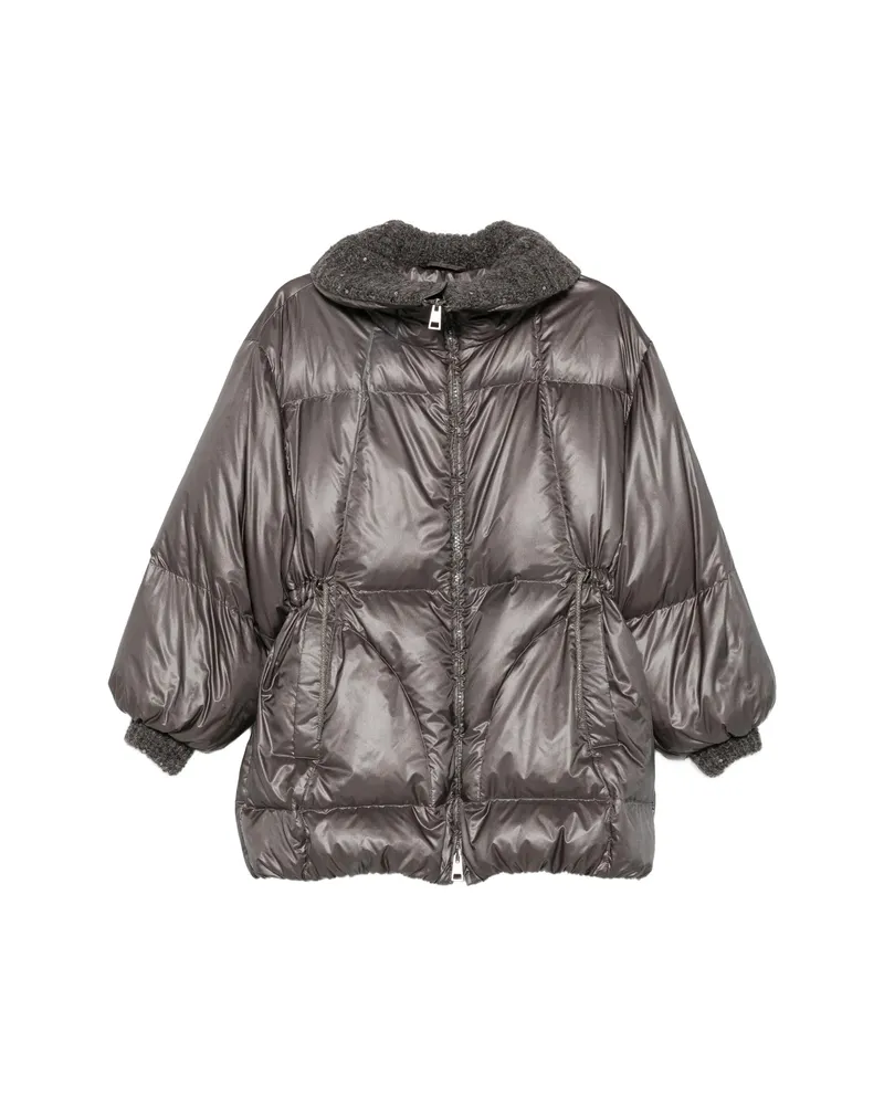 PANICALE Cashmere Quilted Drawstring Jacket Grey