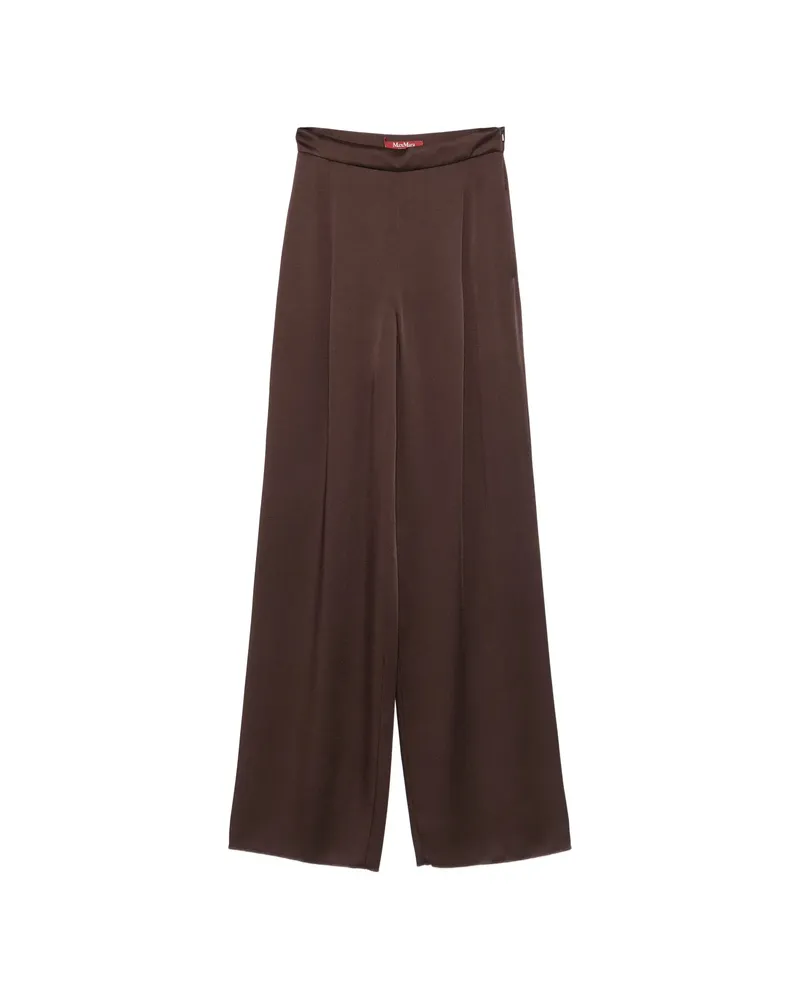 Max Mara Satin-finish Wide-leg Trousers Brown