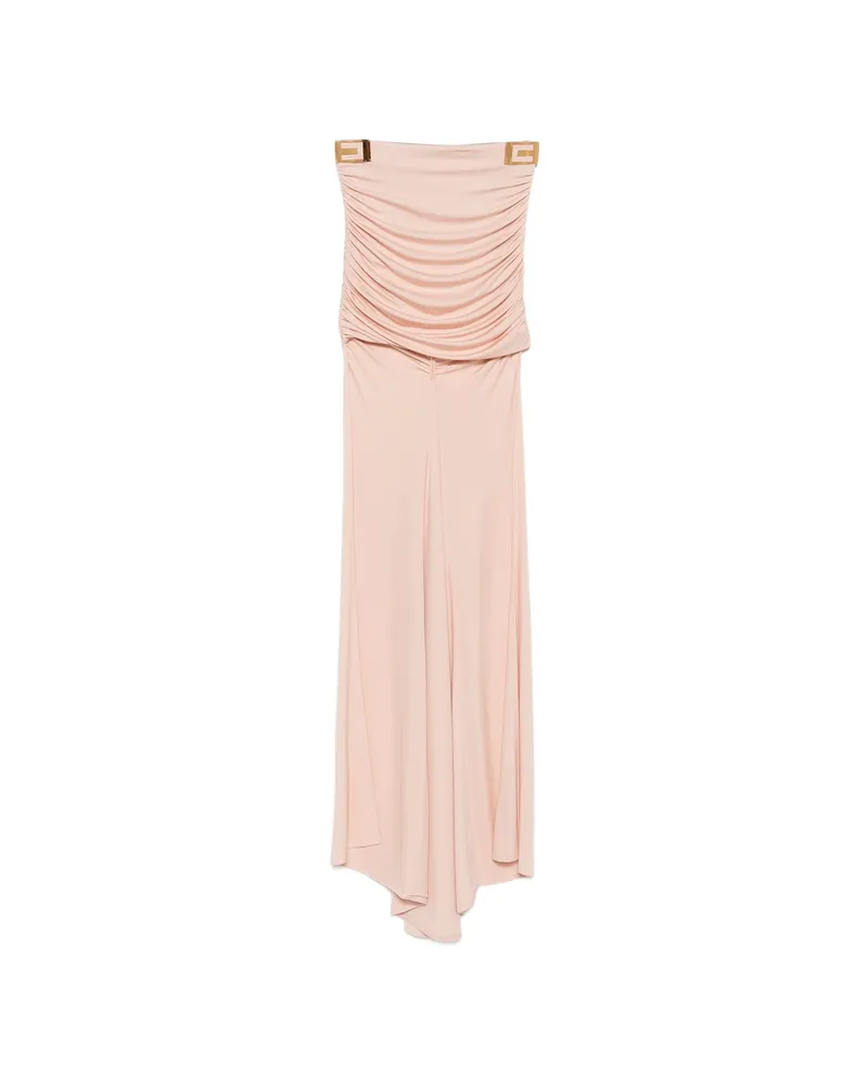 Elisabetta Franchi Ruched Logo-plaque Asymmetric Skirt Neutrals