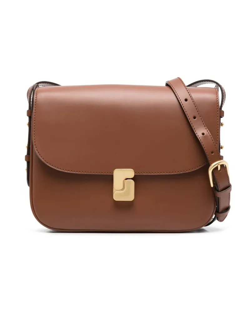 Soeur Leather Shoulder Bag Brown