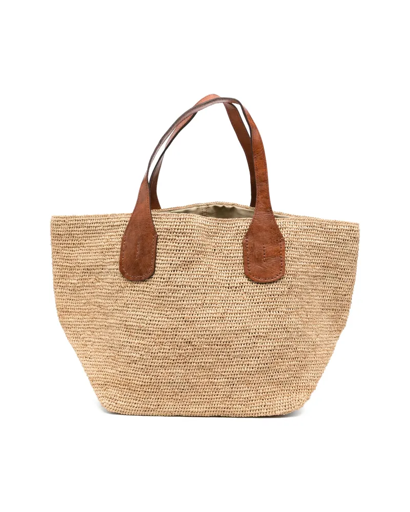 IBELIV Tokyo II Raffia Handle Tote Bag Neutrals