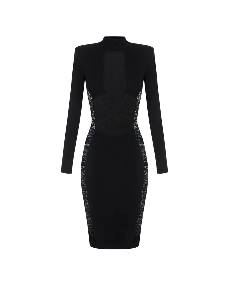 Elisabetta Franchi Dress In Knit And Lace Fabric Black