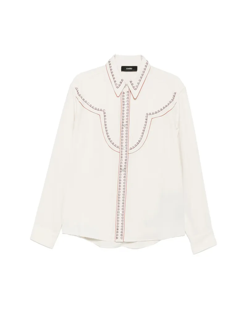 Amiri Eyelet-embellished Western Shirt Neutrals