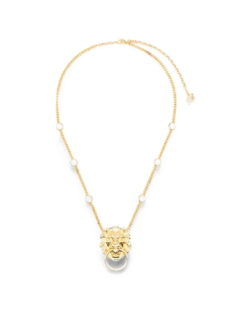 Blumarine Lion-pendant Crystal-embellished Necklace Gold