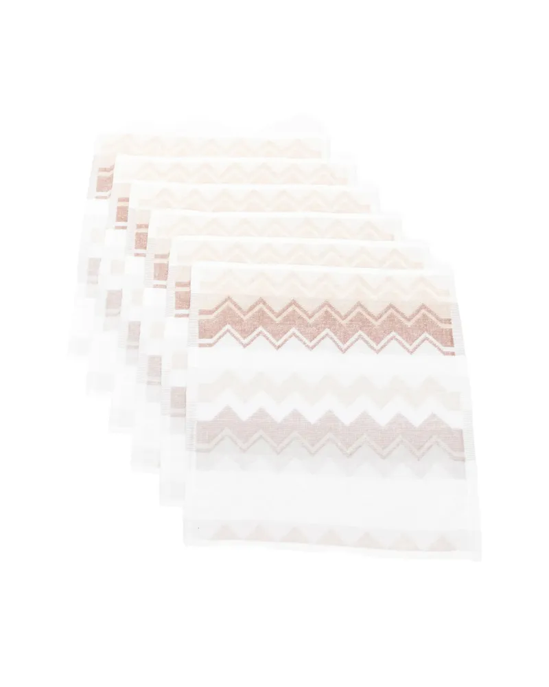 Missoni Home Giacomo Zigzag-pattern Face Towels (set Of Six White