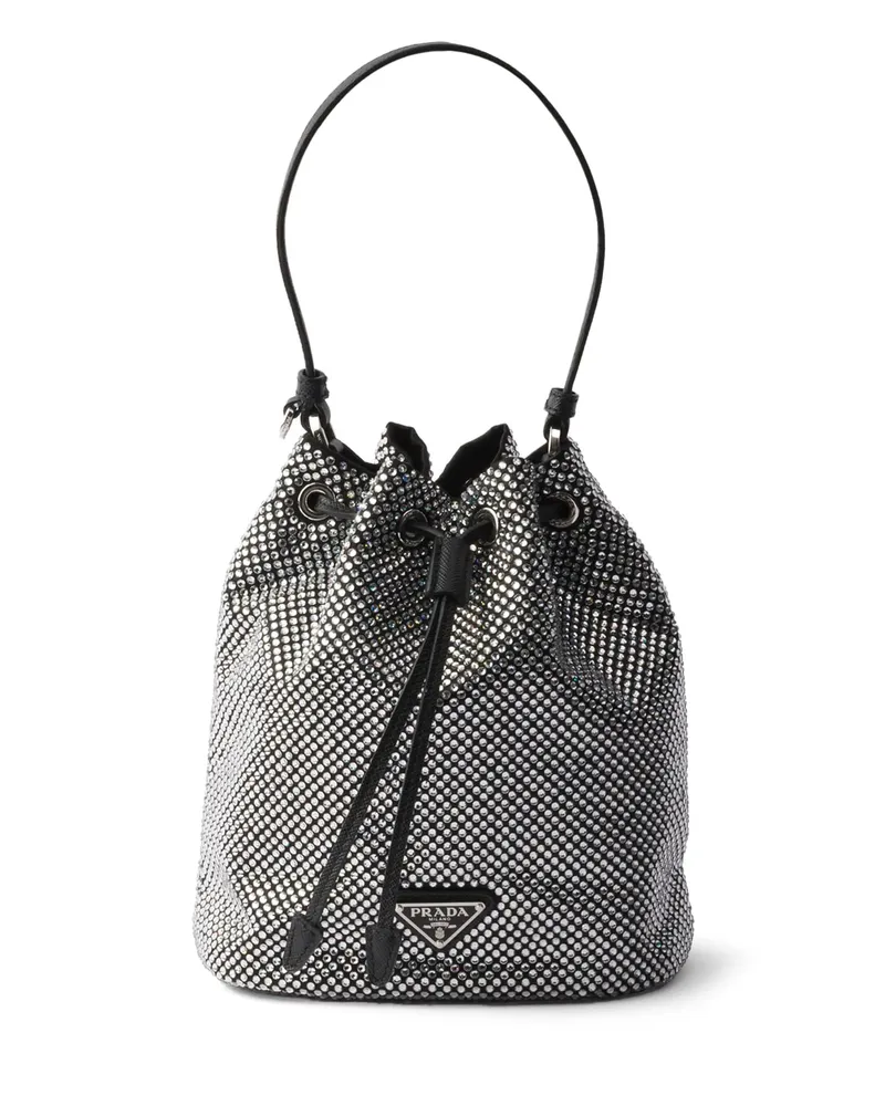 Prada Crystal-embellished Bucket Bag Black