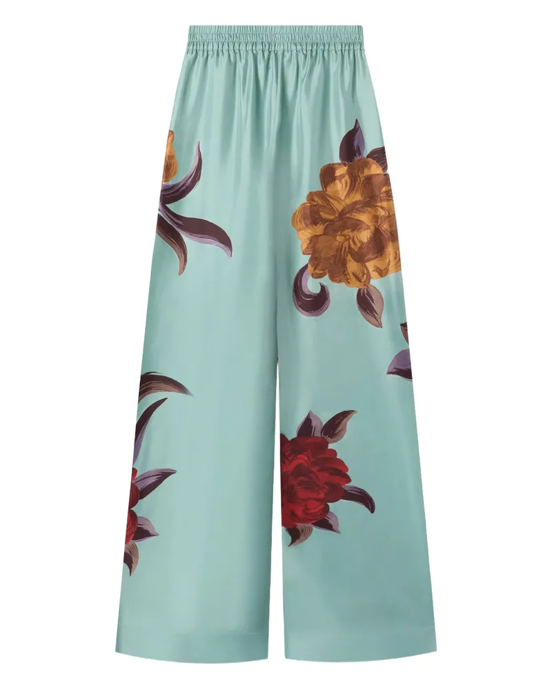 La DoubleJ Floral Palazzo Trousers Blue