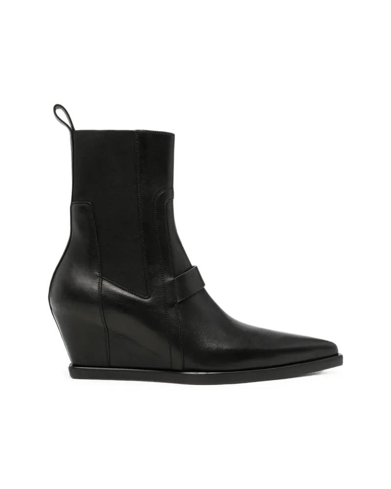 Rick Owens Wedge-heel Pointed-toe Boots Black