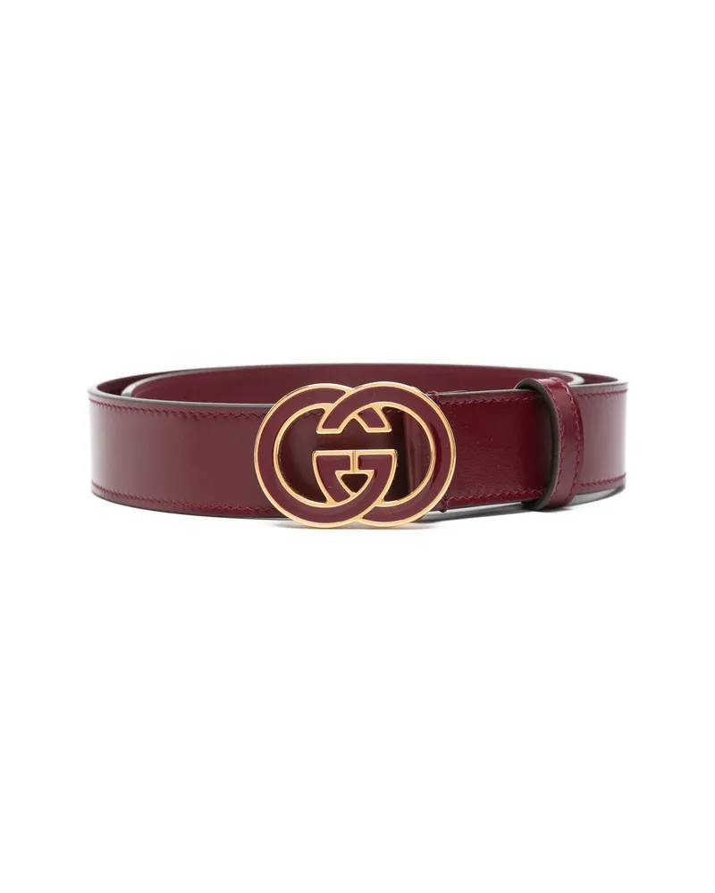 Gucci Signature Interlocking G Leather Belt Red