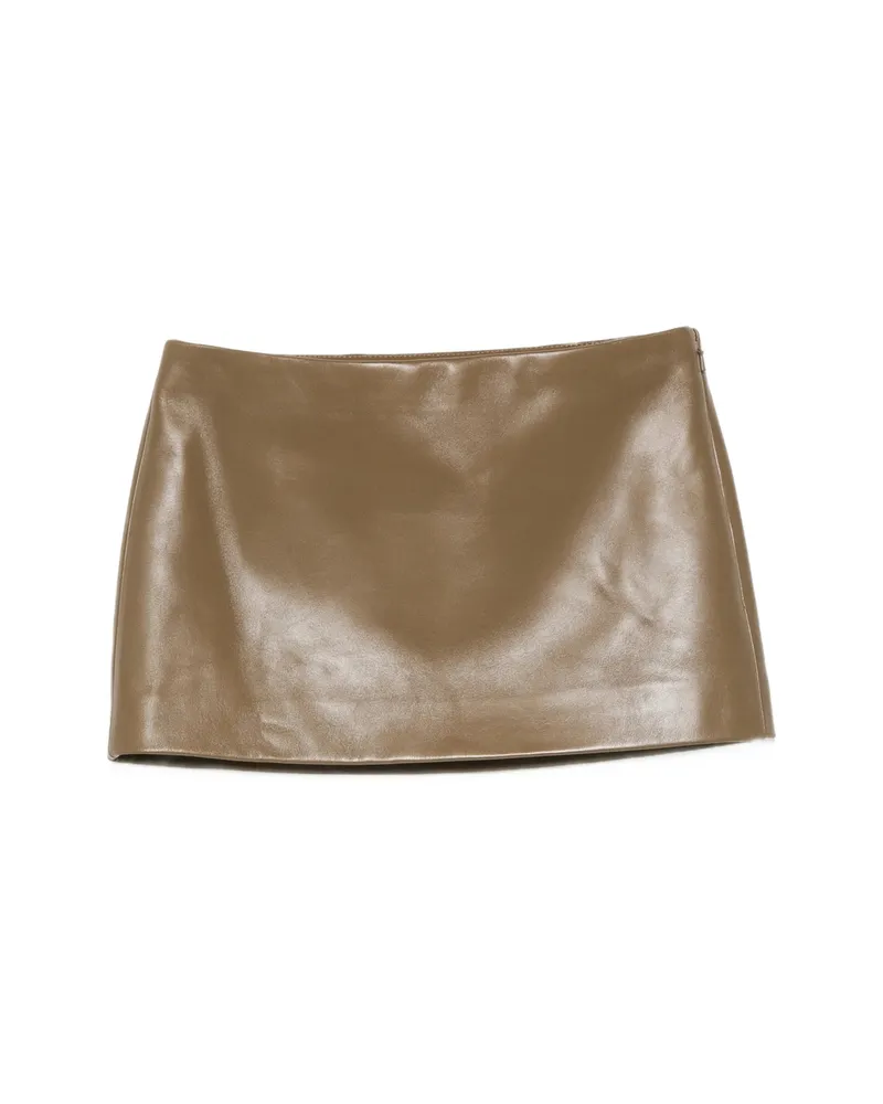 KHAITE Leather Mini Skirt Green