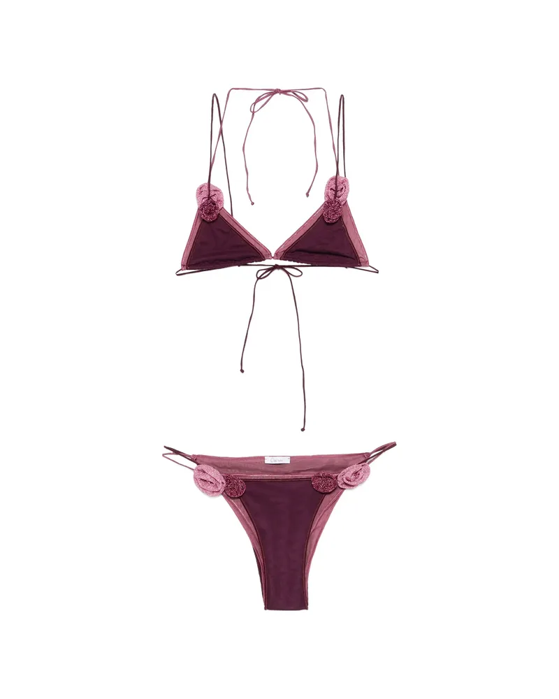 Oséree Doube Mesh Rose Bikini Purple