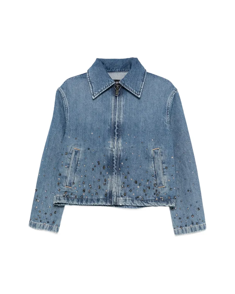 7 for all mankind Embellished Zipped Denim Jacket Blue