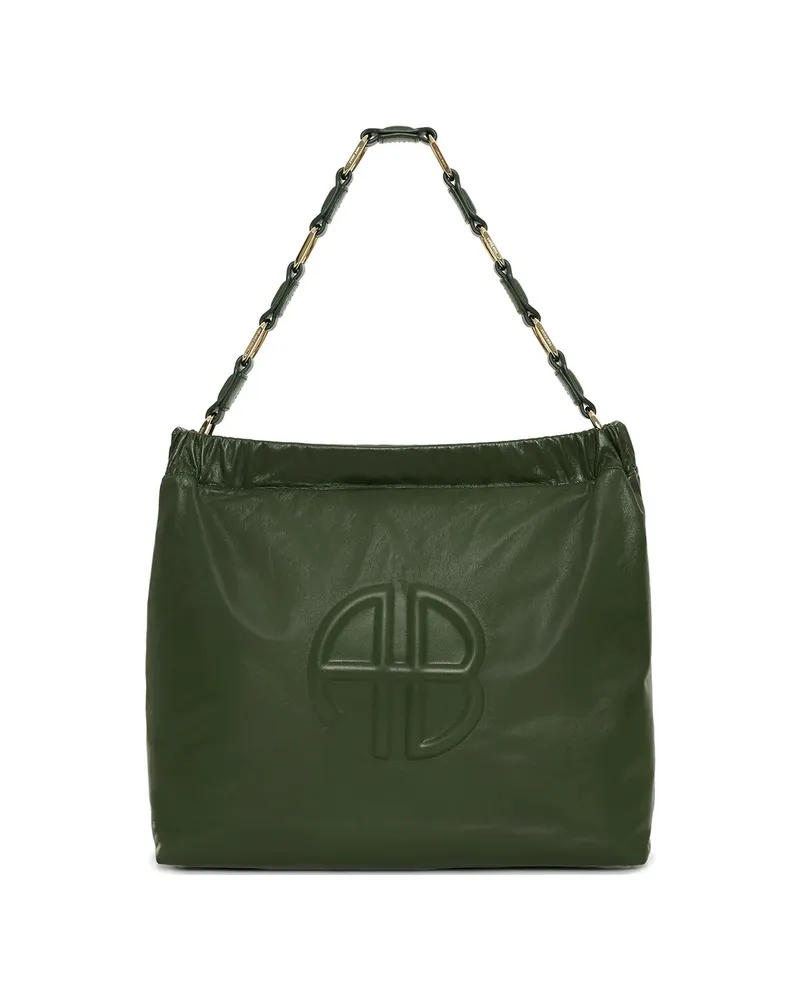 Anine Bing Kate Embossed Chain Shoulder Bag Green