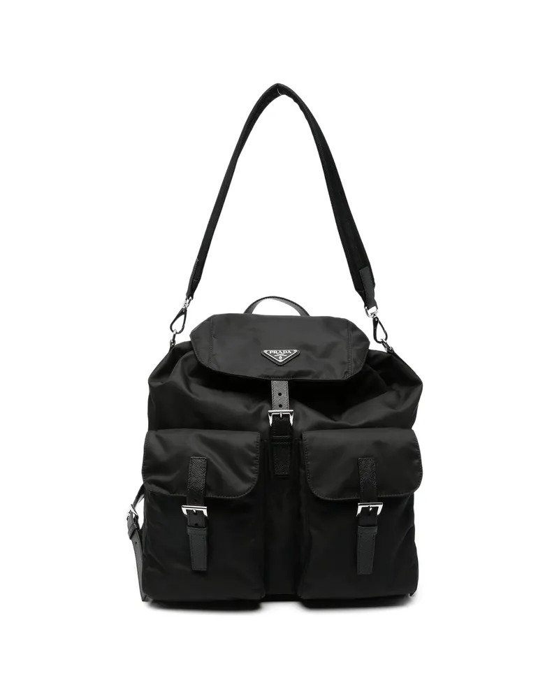 Prada Re-Nylon Logo-plaque Backpack Black