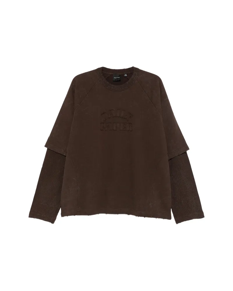Daily Paper Logo-embroidered Layered-sleeve Sweatshirt Brown