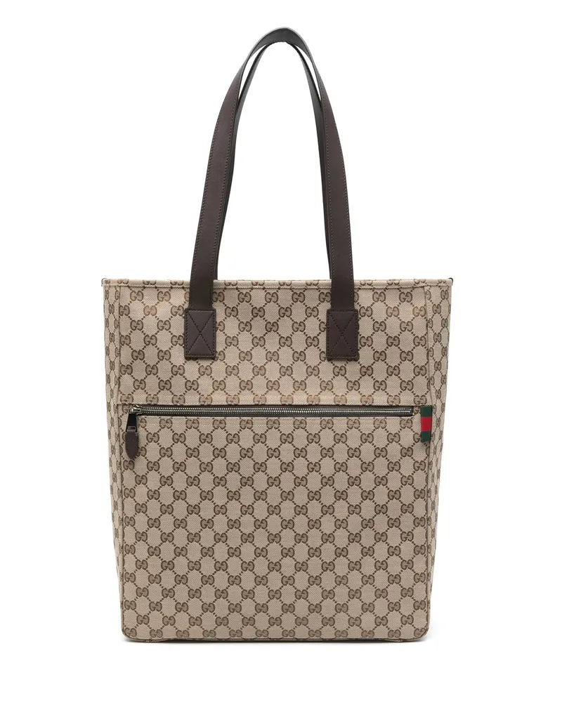 Gucci Medium GG Canvas Monogram Tote Bag Brown