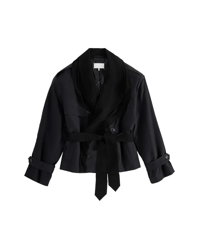 Maison Margiela Fusion Jersey Trench Coat Black