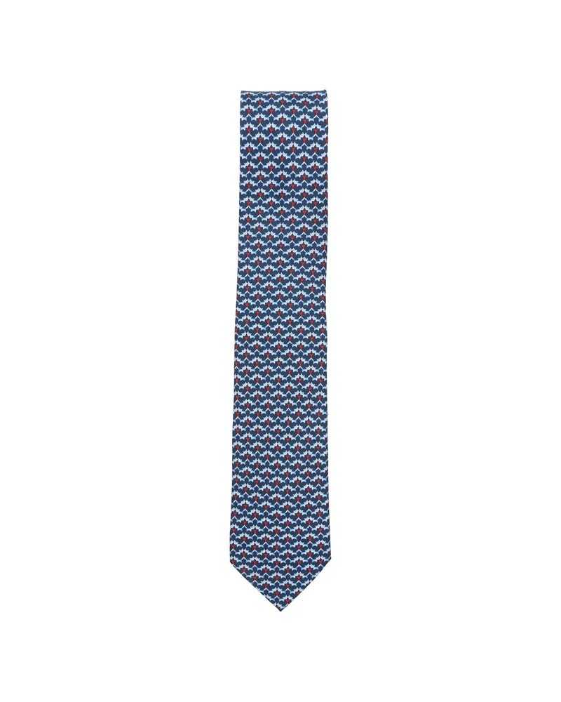 Ferragamo Patterned Silk Tie Blue