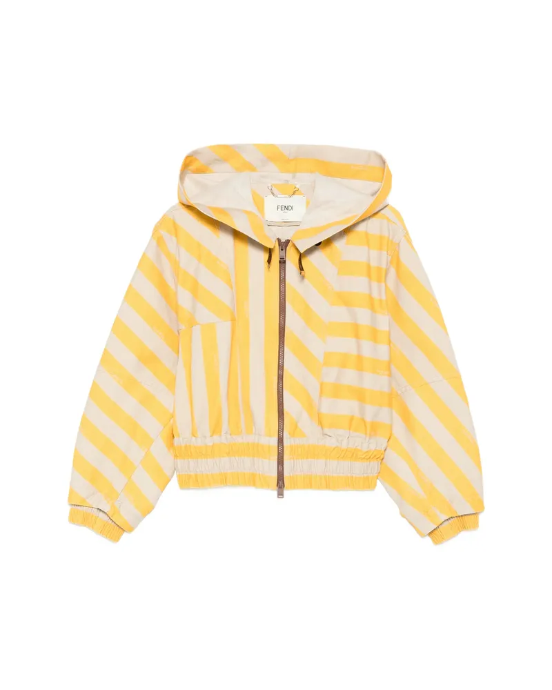 Fendi Striped Hooded Jacket Yellow