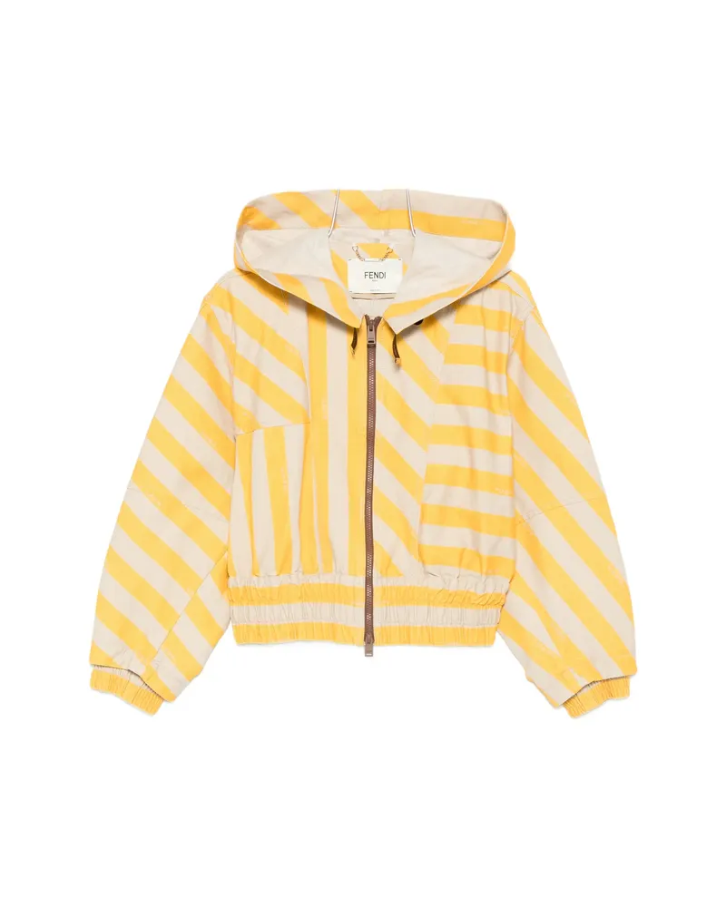 Fendi Striped Hooded Jacket Yellow