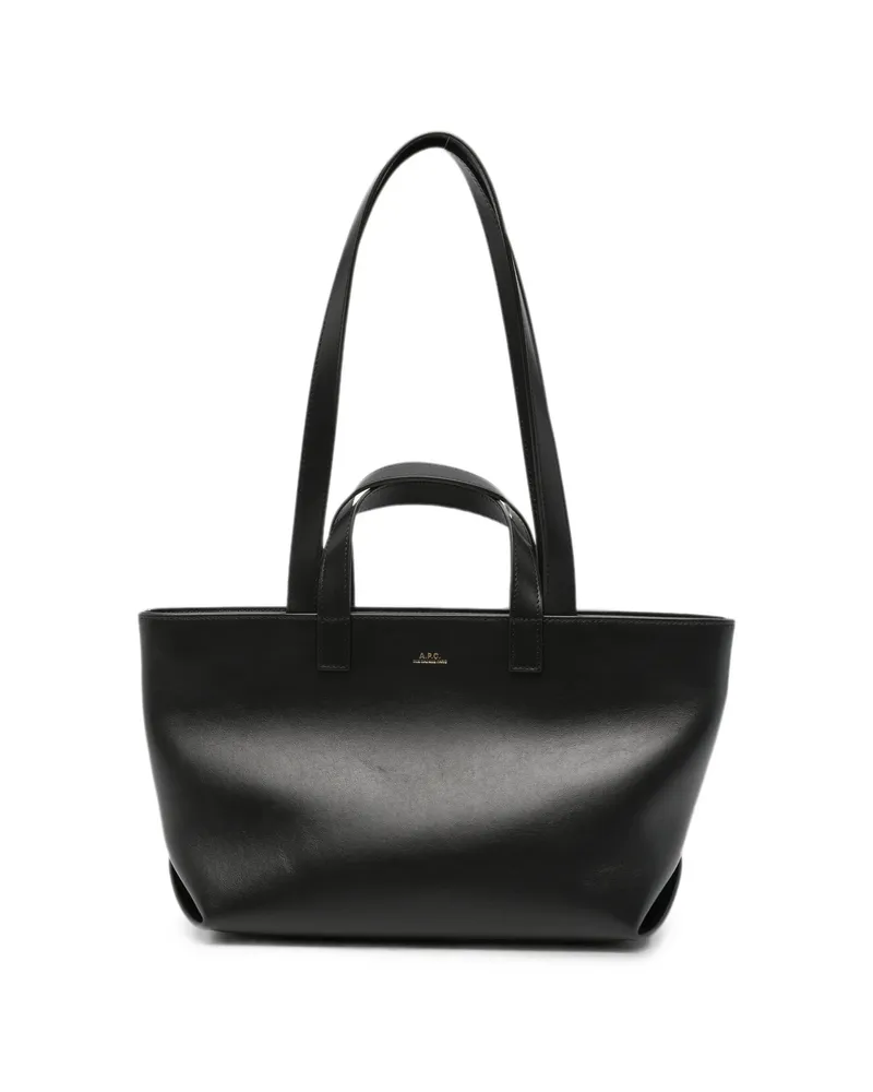 A.P.C. A. p.c. Logo-print Leather Tote Bag Black
