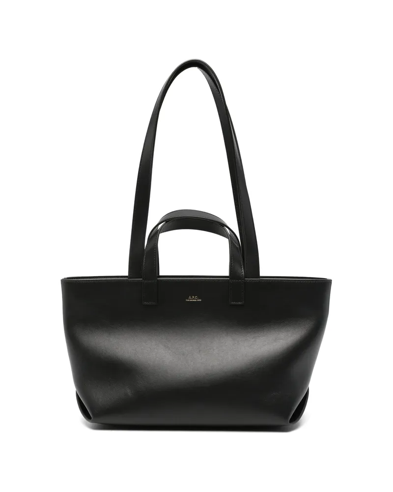 A.P.C. A. p.c. Logo-print Leather Tote Bag Black