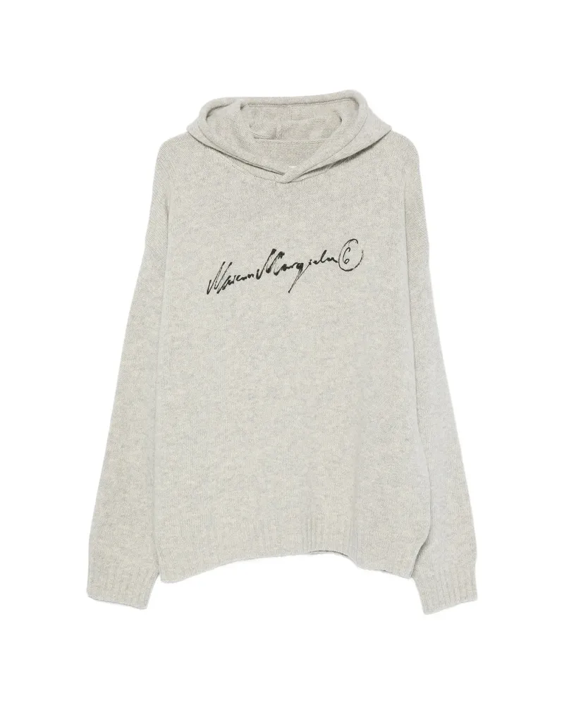 Maison Margiela Long-sleeve Knitted Hoodie Grey