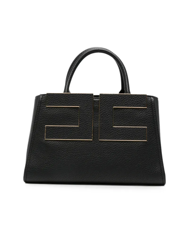 Elisabetta Franchi Logo-plaque Pebbled-effect Tote Bag Black
