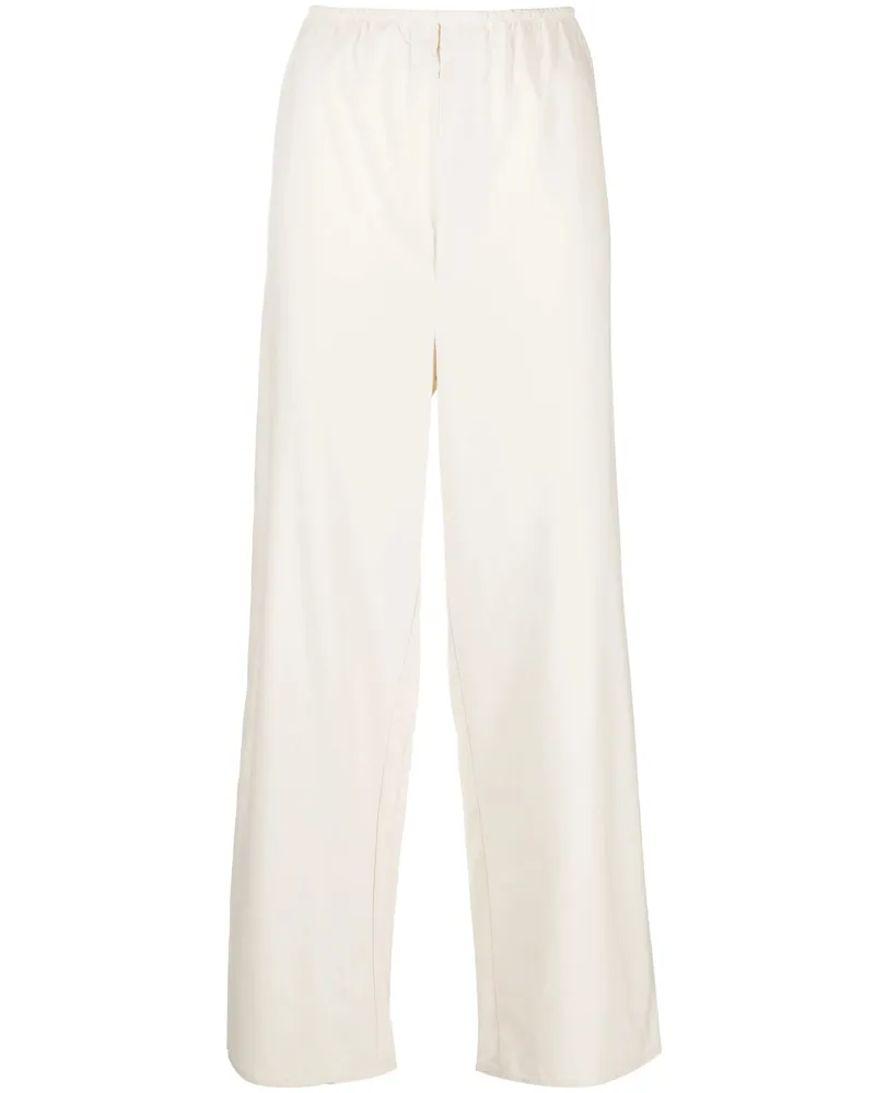Baserange Elasticated-waist Silk Palazzo Pants White