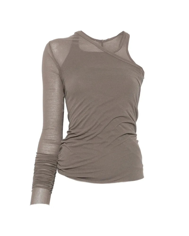 Rick Owens Banana Asymmetric Ribbed Top Grey