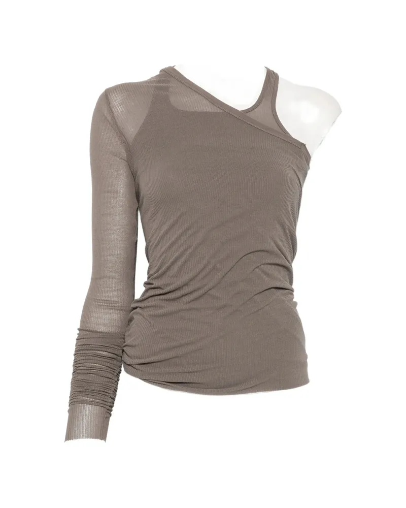Rick Owens Banana Asymmetric Ribbed Top Grey
