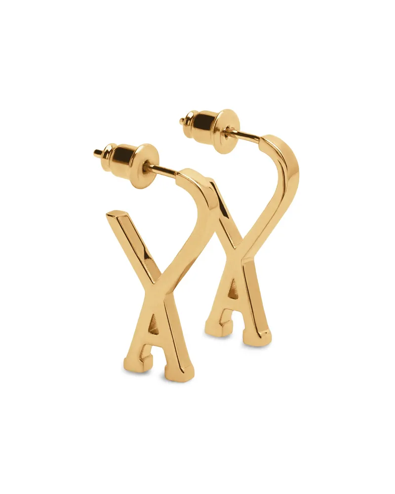 AMI Paris Brass Small Ami De Coeur Hoops Gold