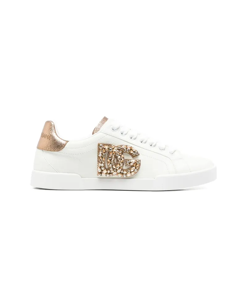 Dolce & Gabbana Crystal-embellished DG Logo Sneakers White