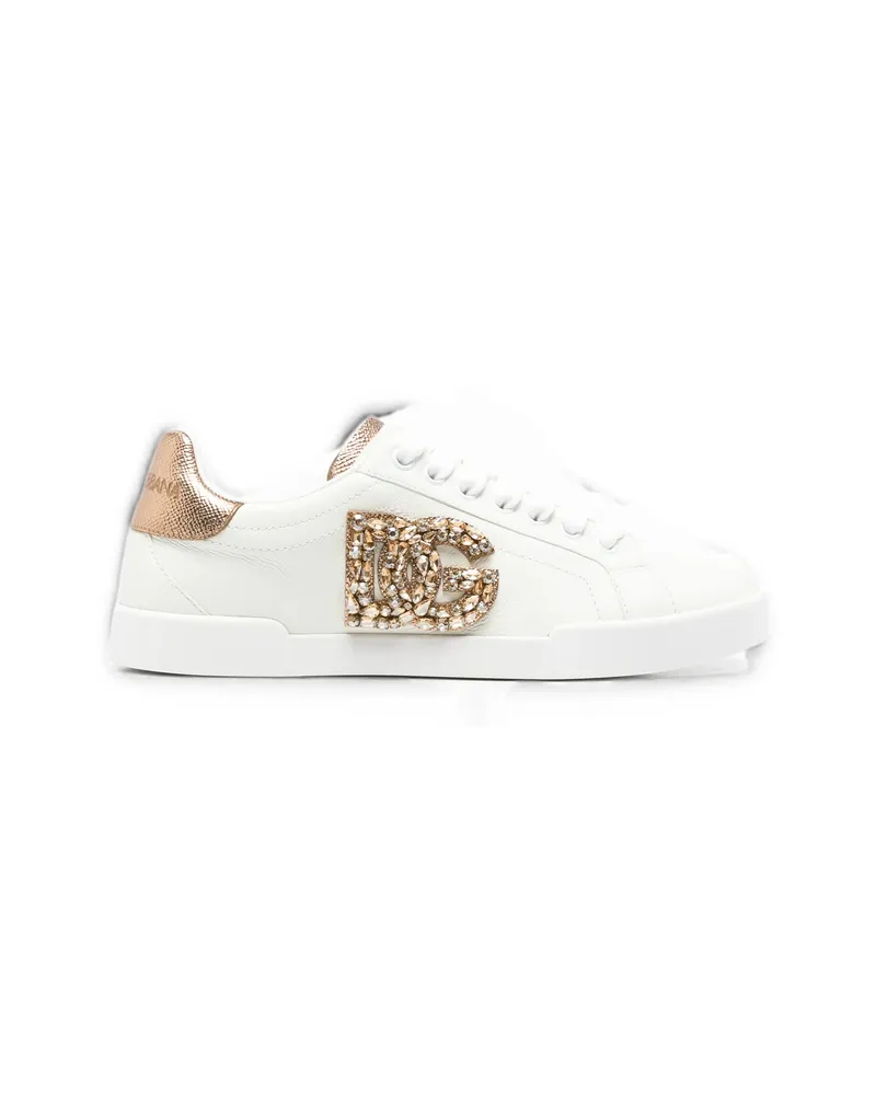 Dolce & Gabbana Crystal-embellished DG Logo Sneakers White