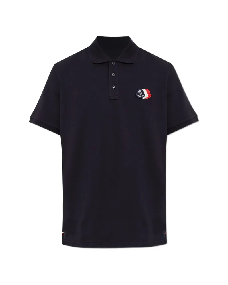 Moncler Logo-patch Short-sleeve Polo Shirt Blue