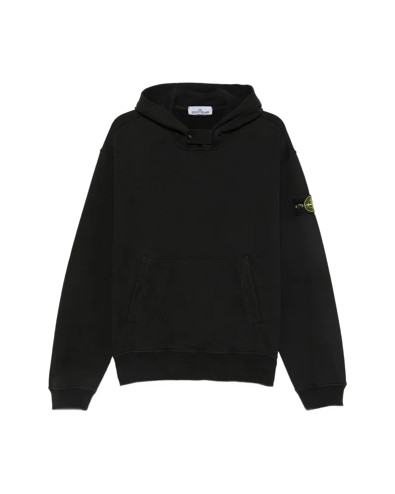 Stone Island Logo-patch Pouch-pocket Hoodie Black