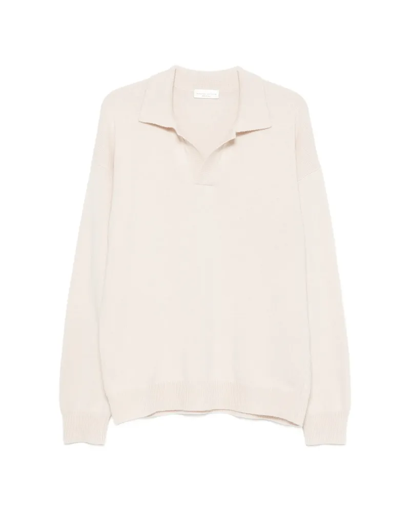 Roberto Collina Ribbed-trim Long-sleeve Polo Shirt Neutrals